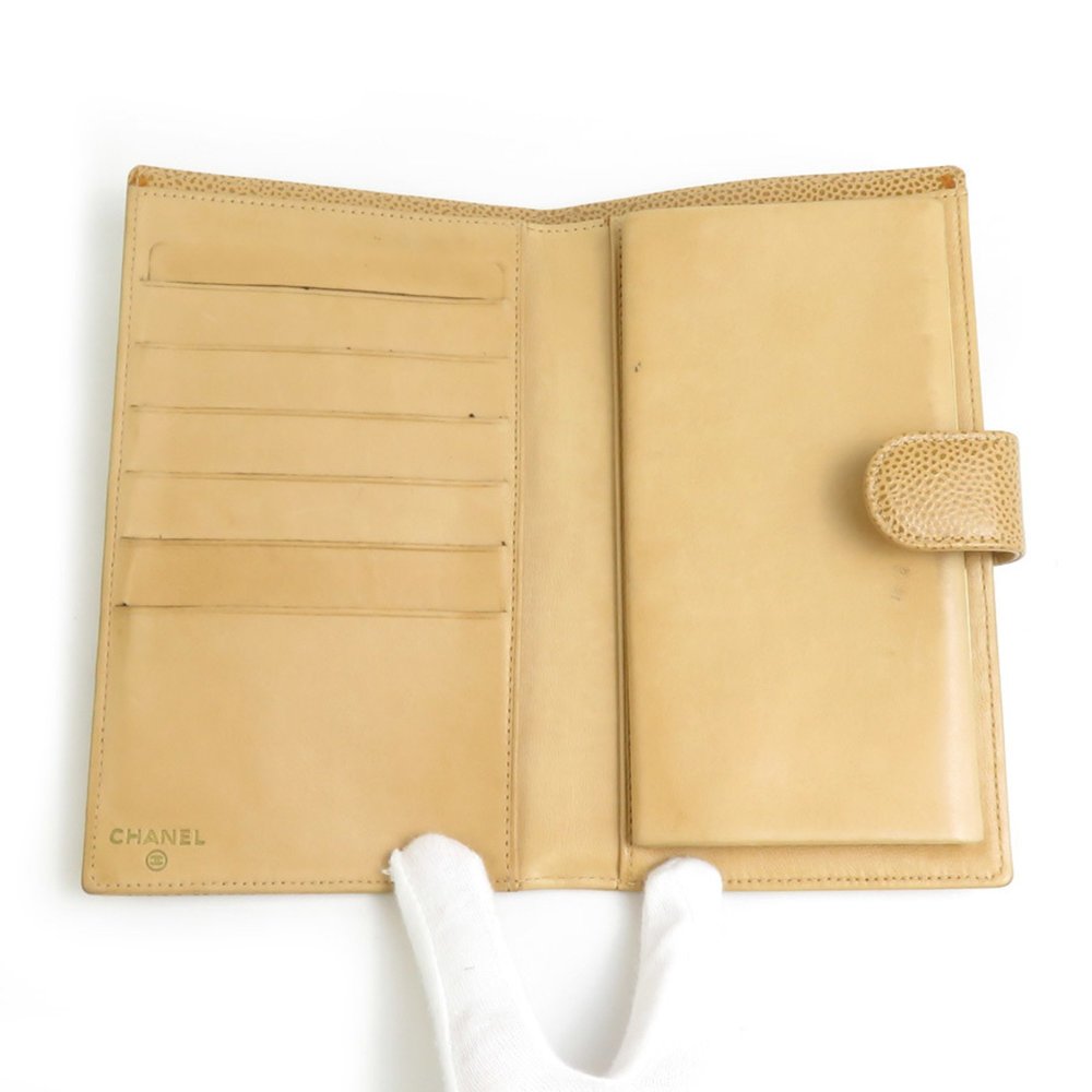CHANEL Beige Caviar Leather Logo Wallet - Picture 3 of 5